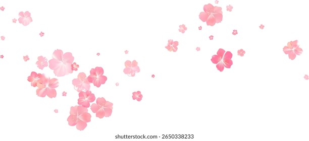 Tender spring pink flower flow. Delicate scent of woman perfume. Aroma of cherry blossoms. Floral air vortex. Magic spring dust petals splash. Background for gift, card, package. Vector illustration.