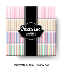 Tender Striped seamless texture. Vector lines pattern set. Plaid fabric background. Unusual colorful ornament collection.