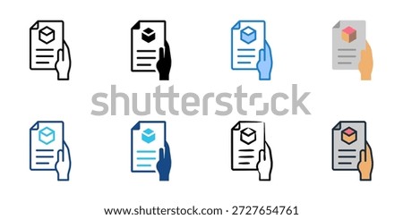 Tender Submission icons set multiple style collection. Editable stroke 
