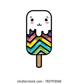 tender and sweet ice lolly and rainbow kawaii