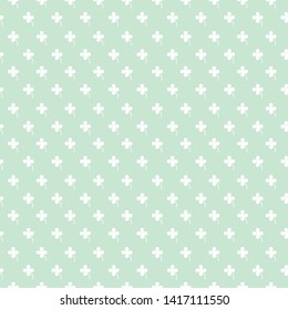 Tender teal scattered clover leaves seamless pattern