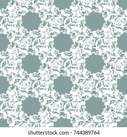 Tender tight lace. Seamless vector pattern. Monochrome background.