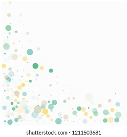 Tender Vector Background, Circles Snowfall Confetti Falling Down. Celebration VIP Premium Texture, Christmas, New Year, Birthday Party Border Decoration. Sparkling Retro Isolated Moving Confetti