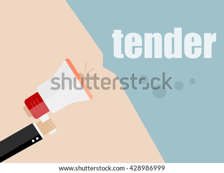 tender. vector flat design business illustration concept. Digital marketing business man holding megaphone for website and promotion banners.