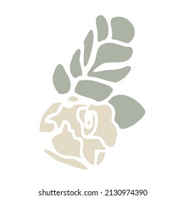 Tender vector flat illustration with flower. Spring rose for women on International Women's Day, Wedding and Mother's Day. Flower for decoration Flower for decoration patterns, cards, posters.