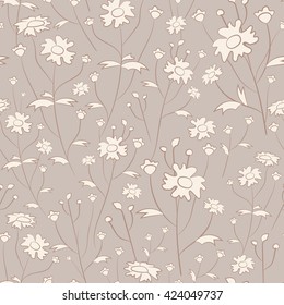 Tender vector flowers. Seamless background
