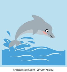 tender vector illustration of cute dolphin