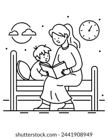 
A tender vector illustration portraying the bond between a caring mother and her loving son, filled with warmth and affection.