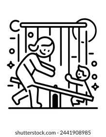 
A tender vector illustration portraying the bond between a caring mother and her loving son, filled with warmth and affection.