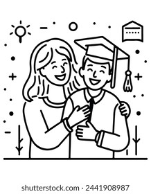 
A tender vector illustration portraying the bond between a caring mother and her loving son, filled with warmth and affection.