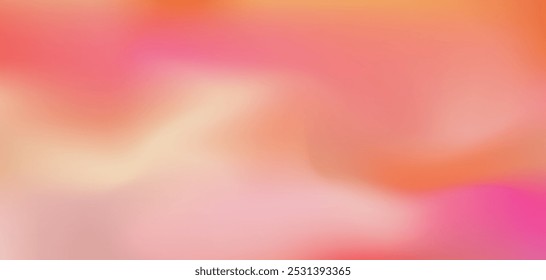 Fundo de gradiente de malha ondulada cor-de-rosa e laranja de vetor tenso. Abstrato luz macia pastel aquecer cores aquecido aquarela digital para o conceito de chama de fogo, design de paixão, banner, nascer do sol calmo