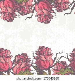 Tender vintage roses background. All objects located on separate layers and can be used separately or altogether