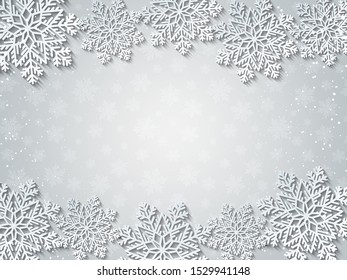 Tender winter white background with snow and light. Vector illustration 