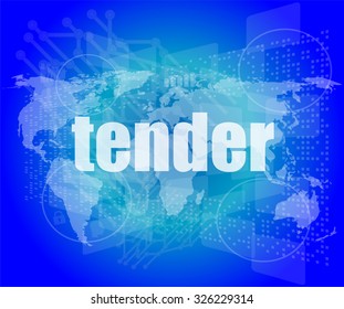 tender word on digital screen, global communication concept vector illustration
