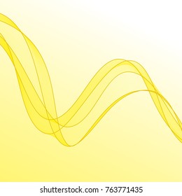 Tender Yellow Background with Wave Line. Delicate Blank for your Information.