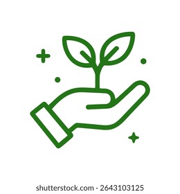 Tenderly nurturing new life in hand. Icon symbol illustration