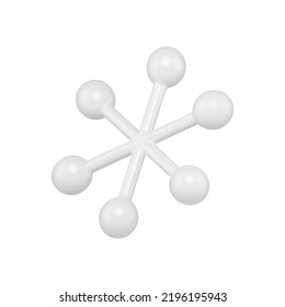 Tenderness white clean template 3d realistic crystal molecule Christmas tree glossy toy isometric vector illustration. Cute shiny rounded star for spruce Xmas interior decor winter holiday isolated