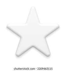Tenderness blanco brillante cinco estrellas de diseño decorativo de liderazgo insignia de rendimiento vectorial realista. Símbolo minimalista y caro de vacaciones de invierno tradicional