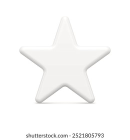 Tenderness branco brilhante cinco pontas estrela decorativa design liderança realização insígnias realista vetor ilustração. Minimalista caro congelado asterisco tradicional símbolo de férias de inverno