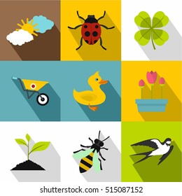 Tending garden icons set. Flat illustration of 9 tending garden vector icons for web