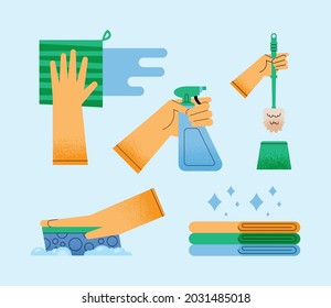 tending to household set five icons