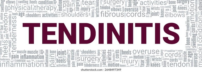 Tendinitis word cloud conceptual design isolated on white background.