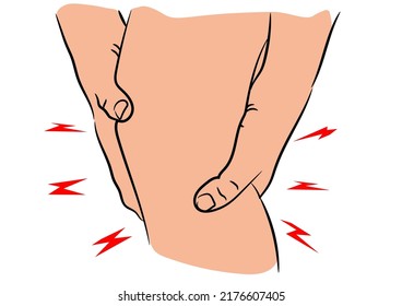 Problemas articulares de la rodilla tendon dolorosos, hinchazón después de la ilustración del vector del ejercicio