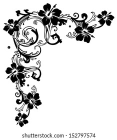 Tendril with hibiscus, black, series