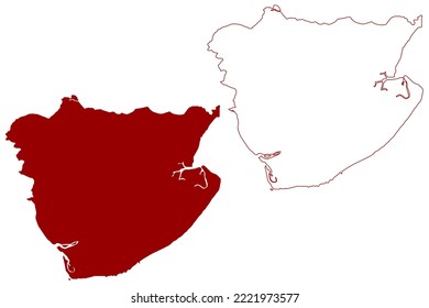 Tendring Non-metropolitan district (United Kingdom of Great Britain and Northern Ireland, ceremonial county Essex, England) map vector illustration, scribble sketch map