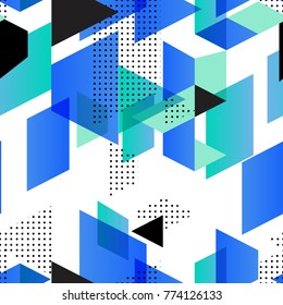 Tendy illustration backgrounds, seamless pattern with abstract shapes, 80s memphis geometric style. Retro art for covers, banners, flyers and posters.