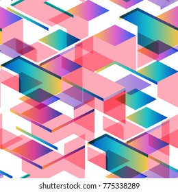 Tendy illustration backgrounds, seamless pattern with abstract shapes, geometric hologram style. Retro art for covers, banners, flyers and posters.