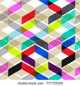 Tendy illustration backgrounds, seamless pattern with abstract shapes, geometric hologram style. Art for fabric, texture, contexture, cloth, tissue.