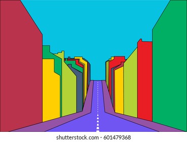 Tenement street with solid buildings