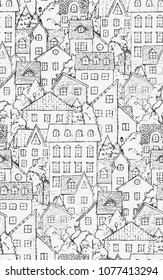 tenements, houses seamless vector pattern