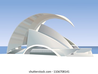 Tenerife Auditorium. Auditorium in Santa Cruz. White building