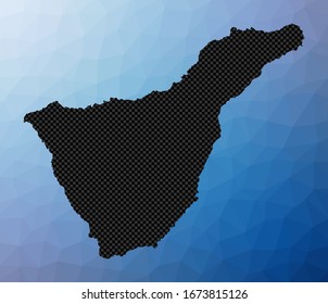 Mapa geométrico de Tenerife. Forma de galería de símbolos de Tenerife en estilo de polos bajos. Ilustración vectorial de isla fría.