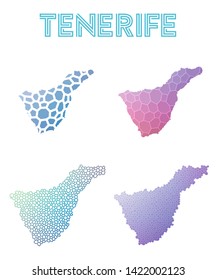 Tenerife geometric polygonal, mosaic style island maps collection. Modern design for your infographics or presentation.