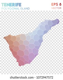 Tenerife polygonal, mosaic style island map. Pleasing low poly style, modern design for infographics or presentations.