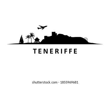 Teneriffe Spain Island Skyline Landscape Vector Graphic