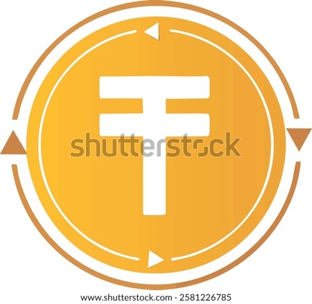 Kazakhstan’s tenge currency golden emblem.

