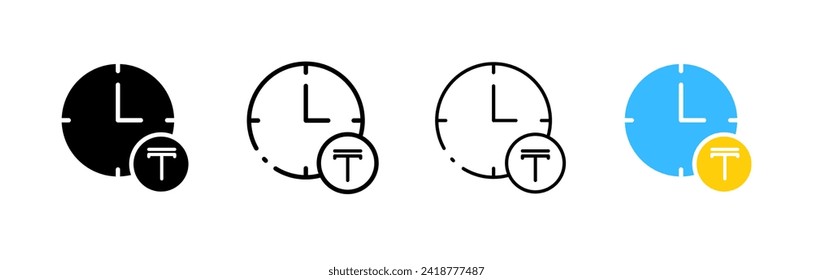 Stell Icon und Uhr heraus. Verschiedene Stile, innerhalb der Uhr markieren. Vektorsymbole