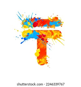 Tenge vector currency symbol of splash paint