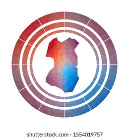 Tenggol Island badge. Bright gradient logo in low poly style. Multicolored Tenggol Island rounded sign with map in geometric style for your infographics.