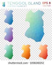 Tenggol Island geometric polygonal maps in a mosaic style, featuring a modern low poly design. Ideal for infographics or presentations.