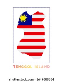 Tenggol Island Logo. Map of Tenggol Island with name and flag. Superb vector illustration.