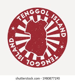 Tenggol Island stamp. Travel red rubber stamp with border shape, vector illustration. Can be used as insignia, logotype, label, sticker or badge of the Tenggol Island.
