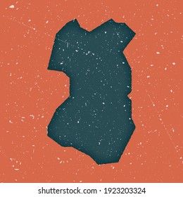 Tenggol Island vintage map. Grunge map with distressed texture. Tenggol Island poster. Vector illustration.