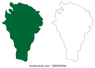 Tengnoupal district (Manipur State, Republic of India) map vector illustration, scribble sketch Tengnoupal map