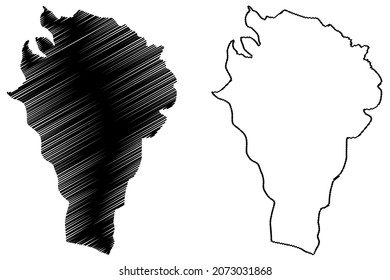 Tengnoupal district (Manipur State, Republic of India) map vector illustration, scribble sketch Tengnoupal map