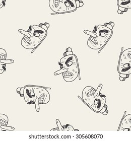 Tengu doodle seamless pattern background